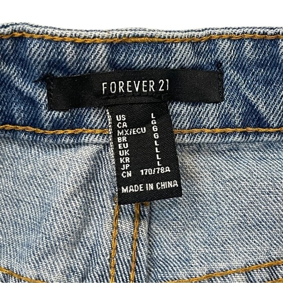 Forever 21 Zipper Mini Skirt Size Large Denim New - Picture 4 of 9